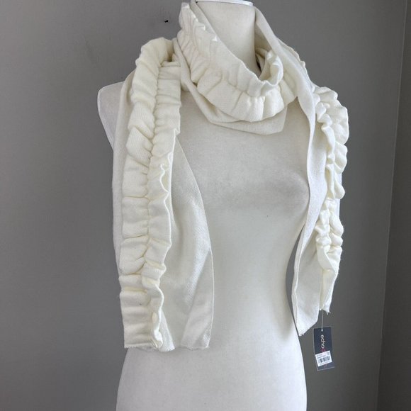 Echo Designer Ruffled Ivory Knit Scarf 66” NWT New - Picture 7 of 9
